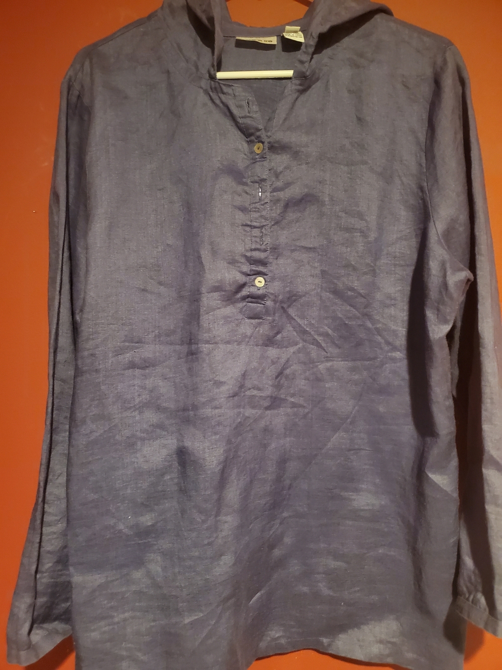 Relaxed Hooded Linen Tunic in Deep Blue